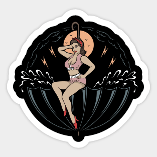 Woman and rain Sticker